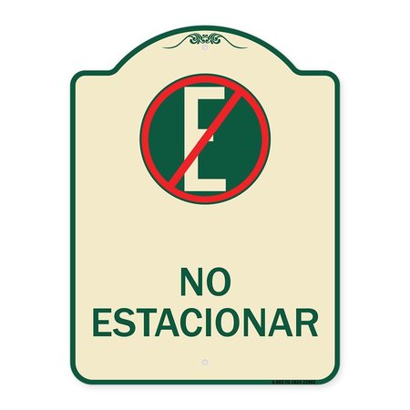 SIGNMISSION Spanish Parking No Estacionar No Parking W/ Graphic Heavy-Gauge Aluminum Sign, 24" H, TG-1824-22882 A-DES-TG-1824-22882
